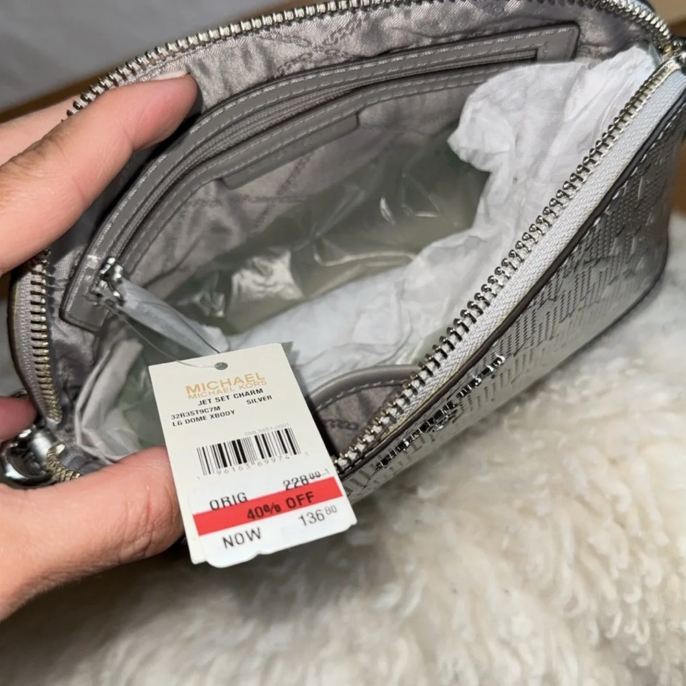 Michael Kors Metallic Silver Crossbody Bag - Picture 6 of 8